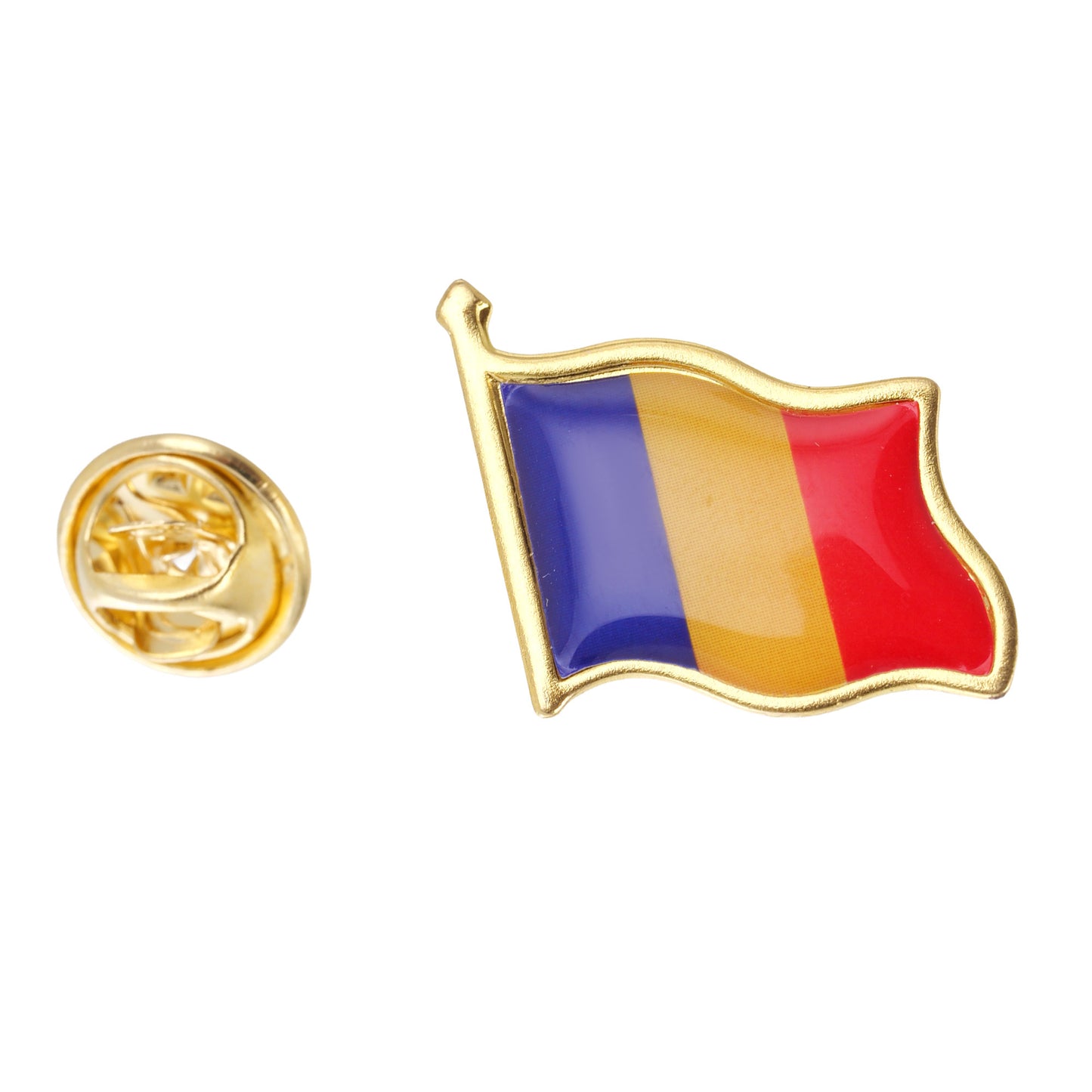 Golden metal pin flag ROMANIA
