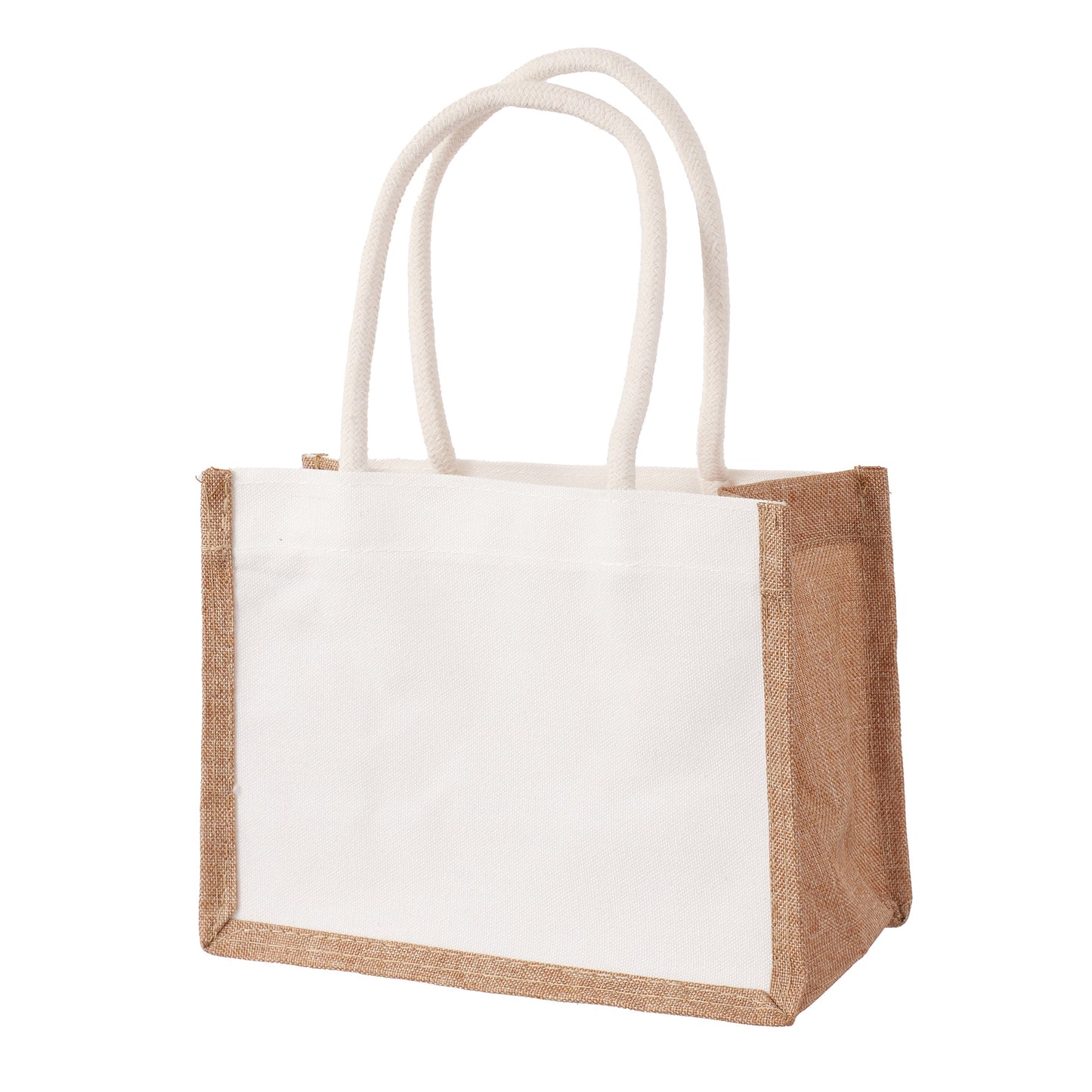 Sacosa canvas din iuta cu laturile albe 17x22