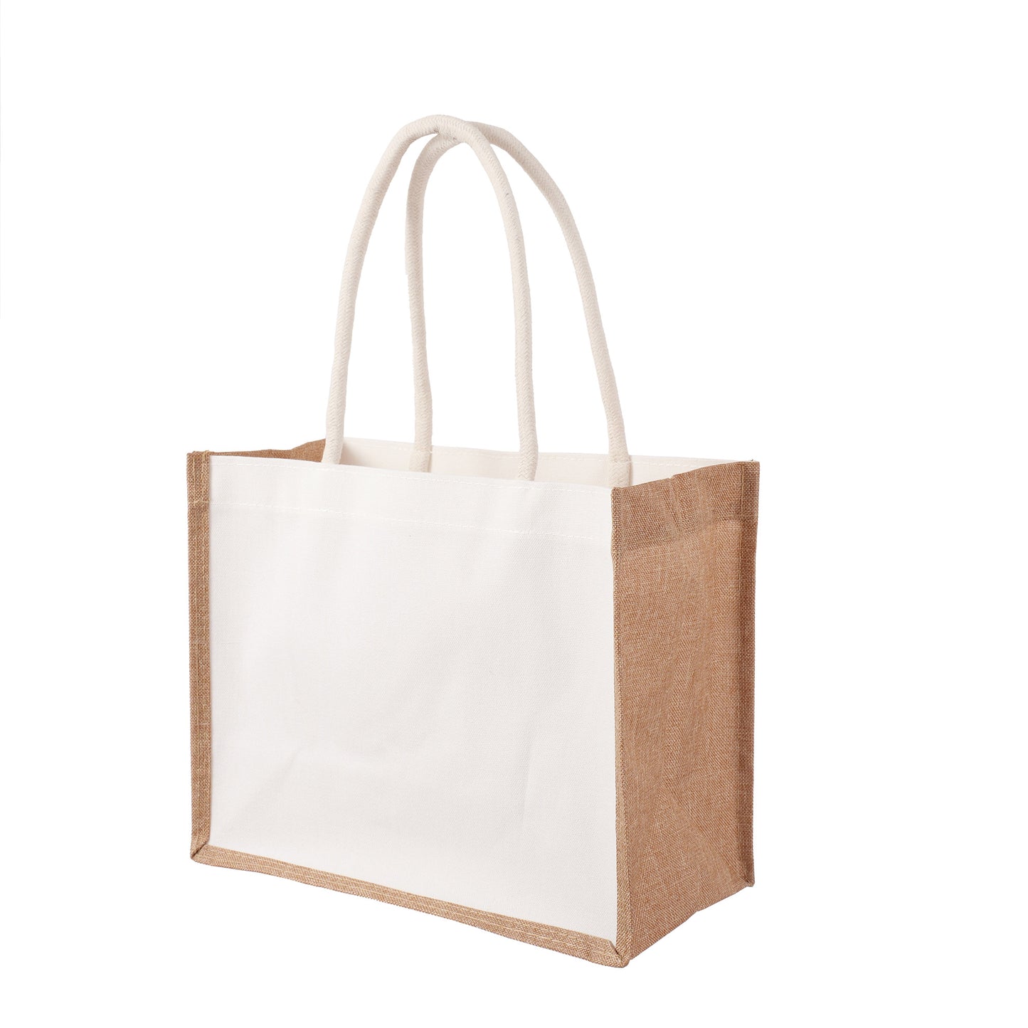 Sacosa canvas din iuta cu laturile albe 24x30
