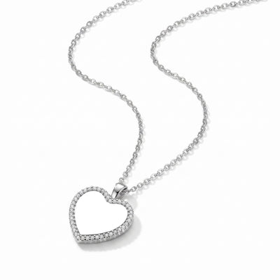 Metal Heart Necklace with Rhinestones and Sublimation Compatible Pendant
