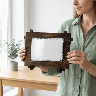 Placa ardezie pe suport de lemn PA-1115 - Green Print