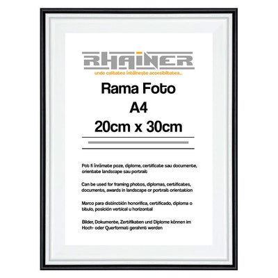 Rama foto Barcelona alb+negru A4