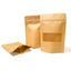Pungi stand-up kraft cu fereastra si fermoar - maro - set 100buc