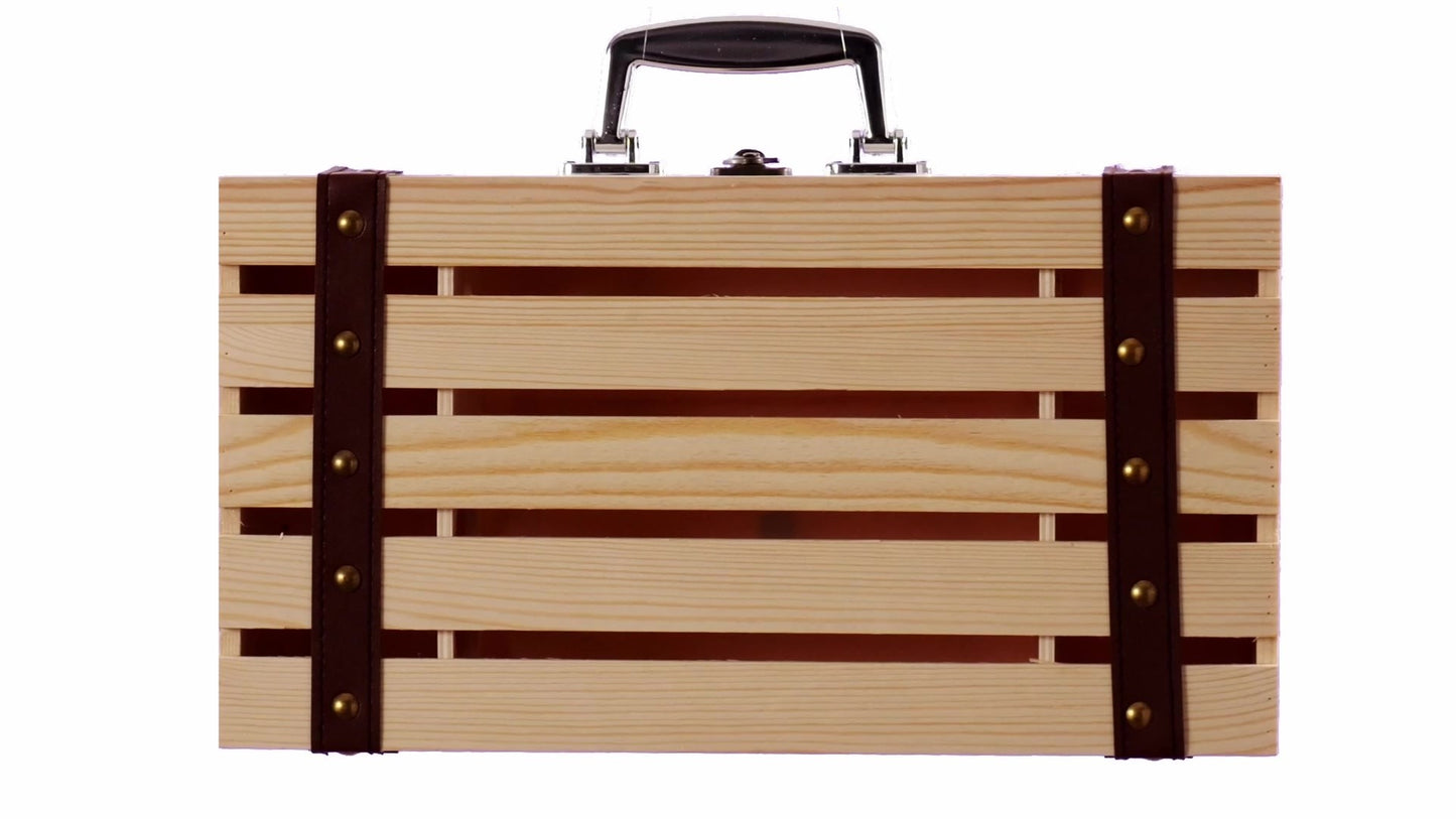 Cutie lemn tip cufar pentru 2 sticle de vin