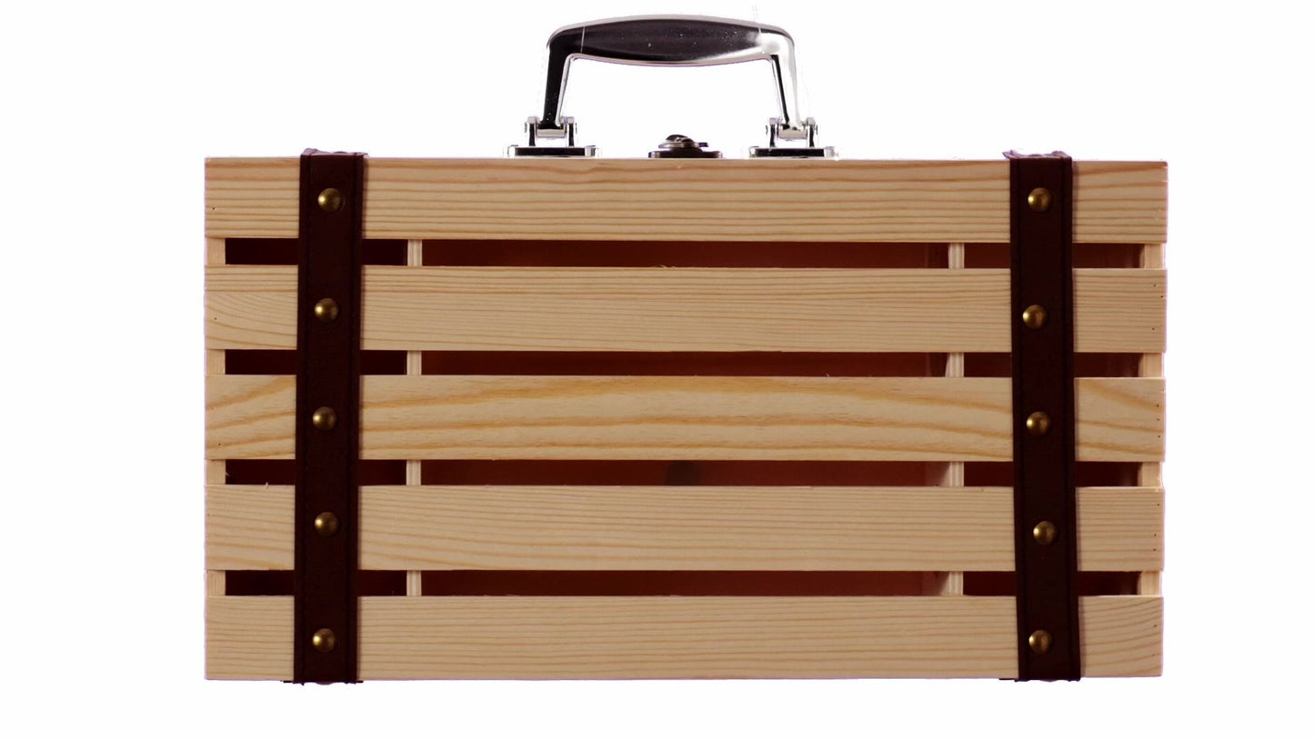 Cutie lemn tip cufar pentru 2 sticle de vin