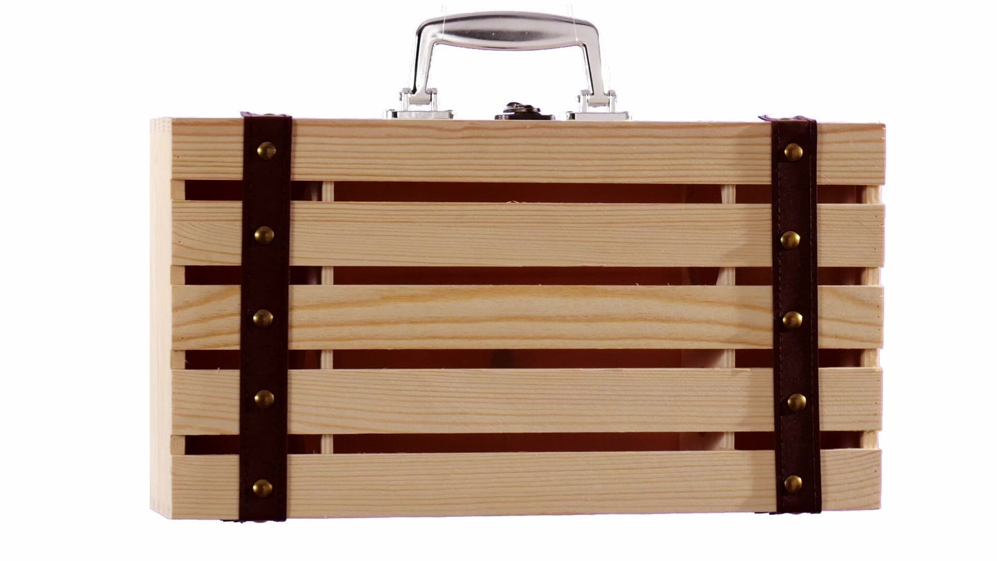Cutie lemn tip cufar pentru 2 sticle de vin