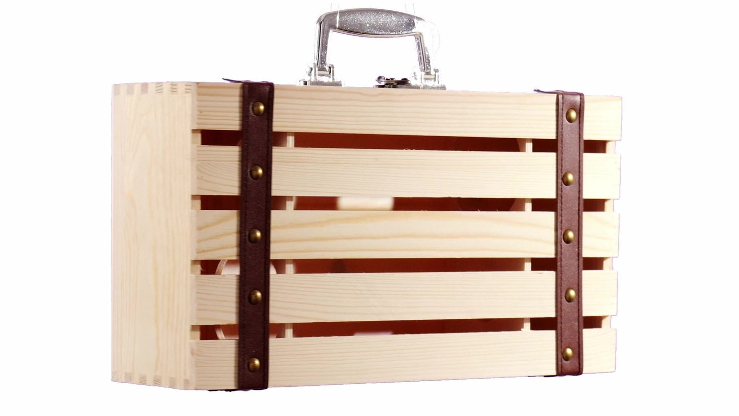 Cutie lemn tip cufar pentru 2 sticle de vin