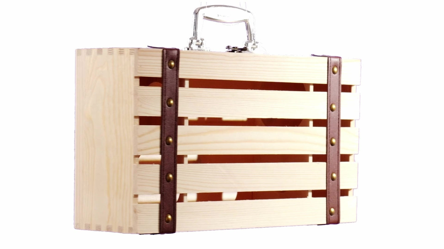Cutie lemn tip cufar pentru 2 sticle de vin