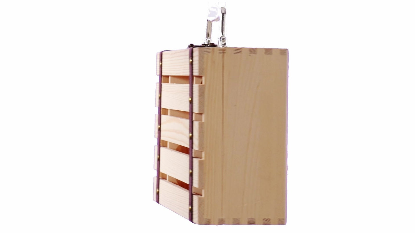 Cutie lemn tip cufar pentru 2 sticle de vin
