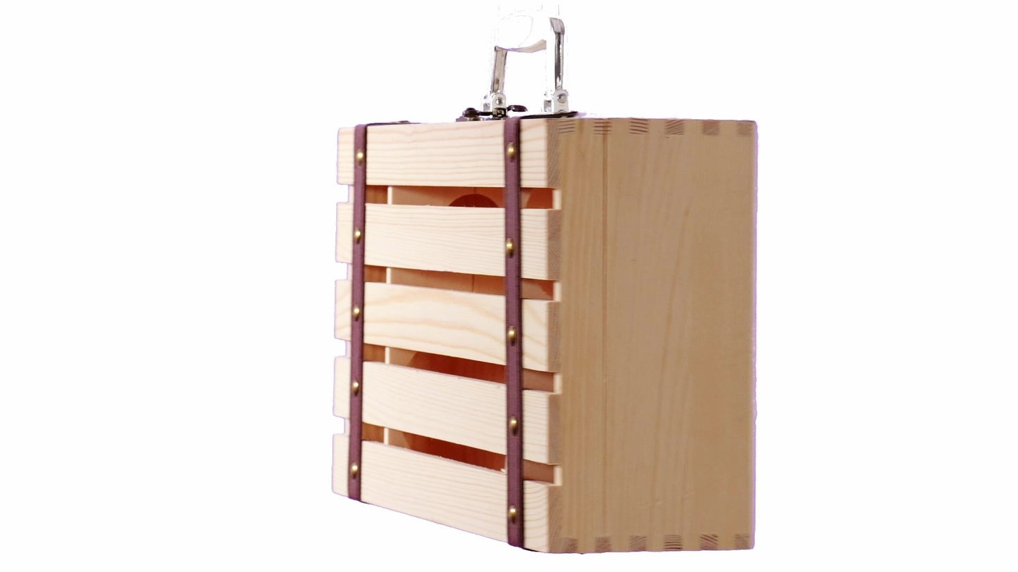 Cutie lemn tip cufar pentru 2 sticle de vin
