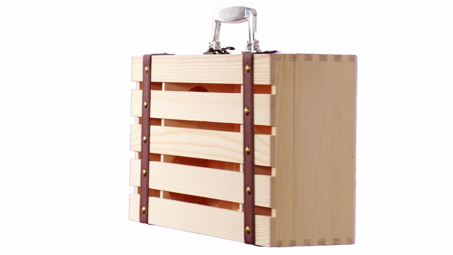 Cutie lemn tip cufar pentru 2 sticle de vin