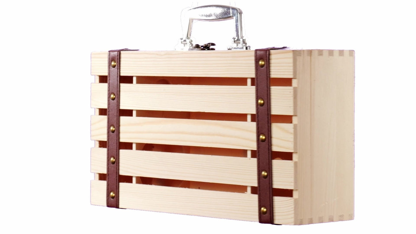 Cutie lemn tip cufar pentru 2 sticle de vin