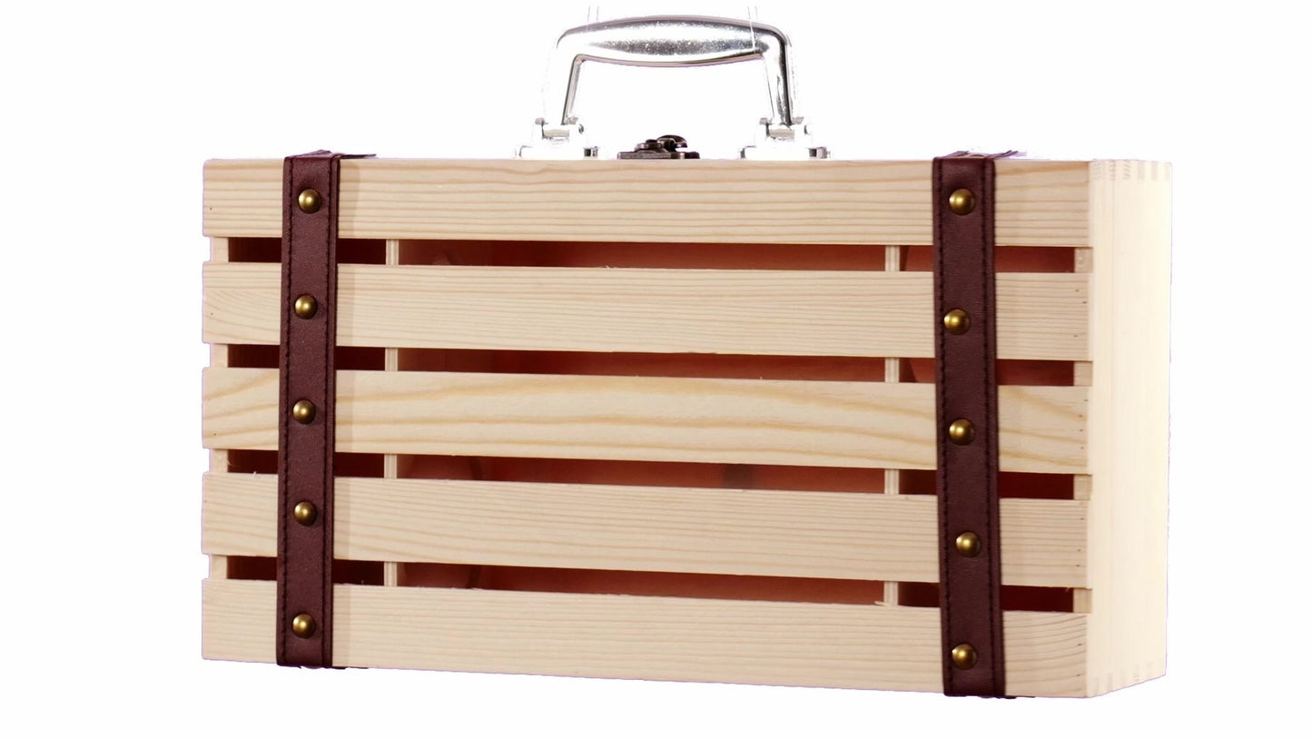 Cutie lemn tip cufar pentru 2 sticle de vin