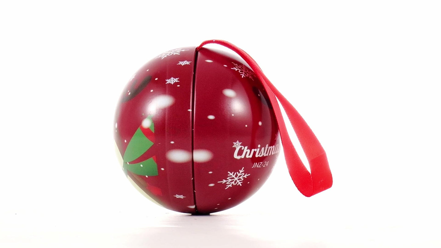 Red metallic fir globe with reindeer pattern Ø7 cm