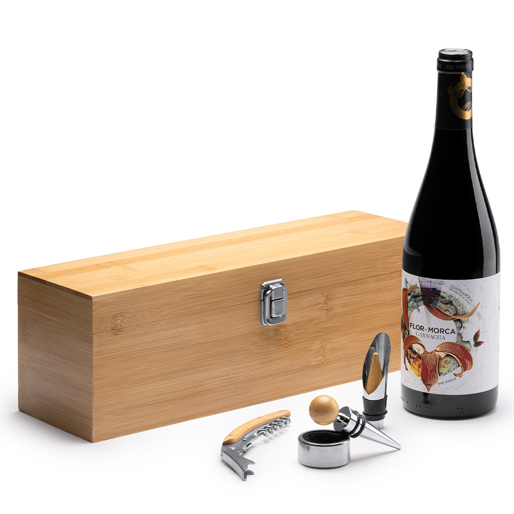 Cutie din lemn pentru sticla de vin cu accesorii