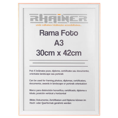 Rama foto Barcelona alb+auriu rose A3