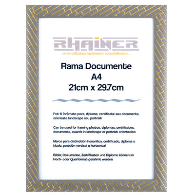 Rama foto Barrio gri+auriu A4