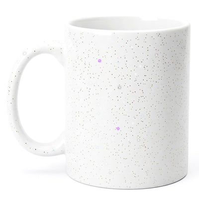 Cana alba sublimare GLITTER + cutie individuala A01601 - Green Print