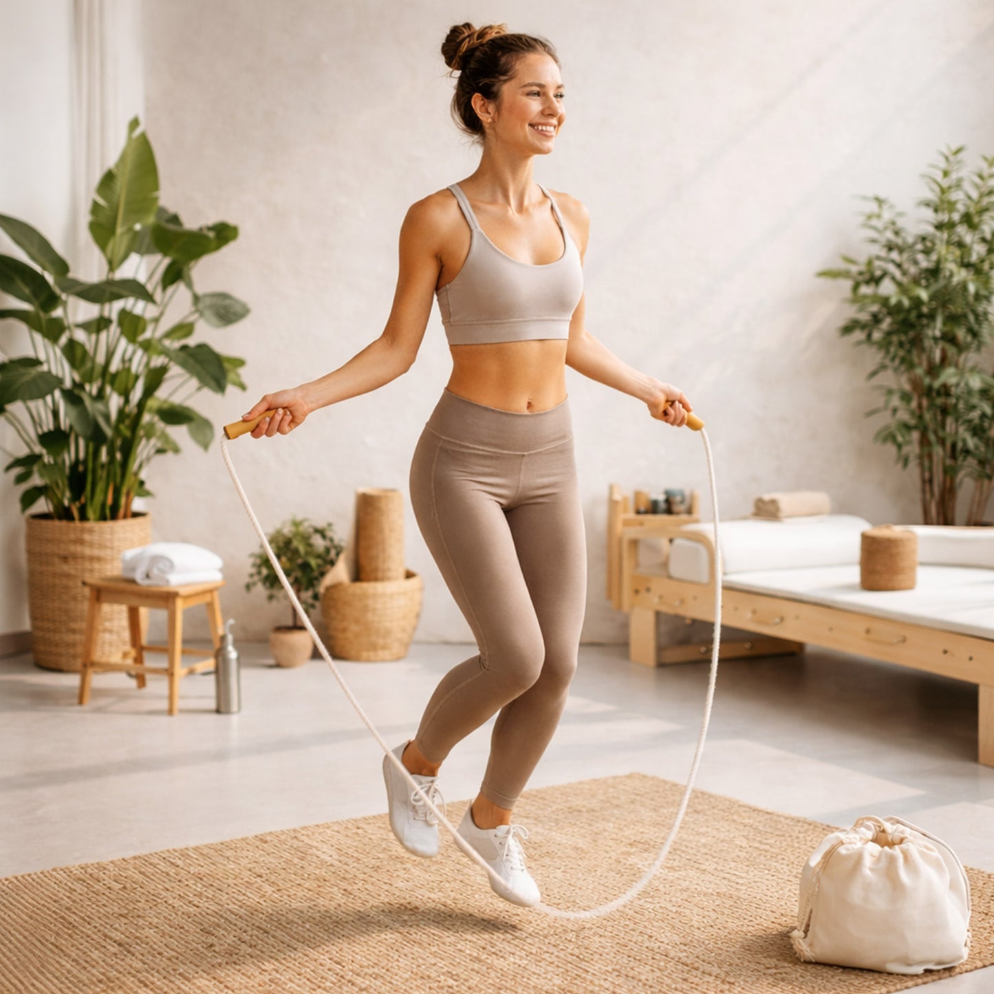 Coarda de sarit cu manere de lemn CP7093S129 - Green Print