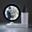 Oglinda magica cu insertie foto si lumina LED cu suport de pixuri - ROTUND MM101222 - Green Print