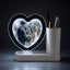 Oglinda magica cu insertie foto si lumina LED cu suport de pixuri - INIMA MM101233 - Green Print