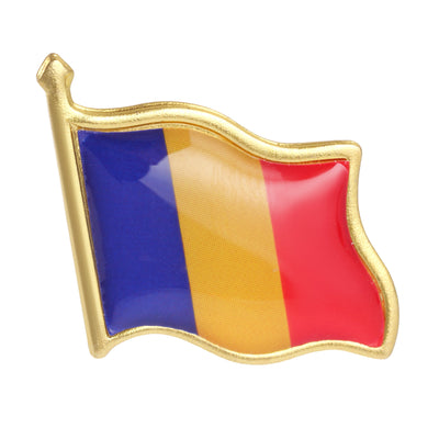Golden metal pin flag ROMANIA