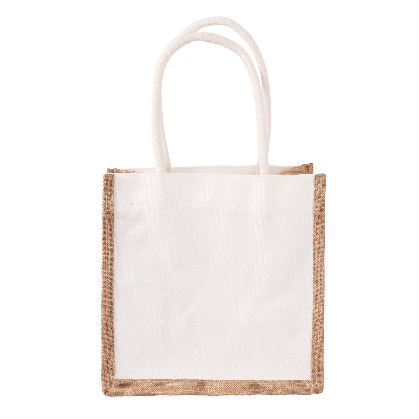 Sacosa canvas din iuta cu laturile albe 24x21
