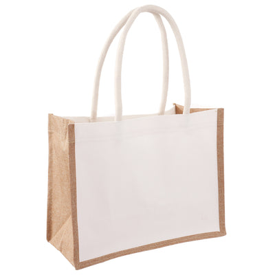 Sacosa canvas din iuta cu laturile albe 24x30