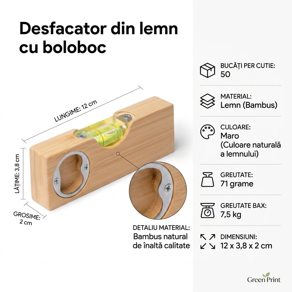 Desfacator din lemn cu boloboc TO1964S129 - Green Print