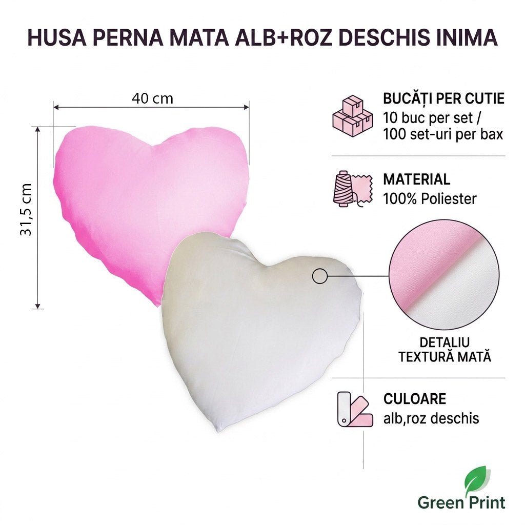 Husa perna mata alb+roz deschis inima TH16-13 - Green Print